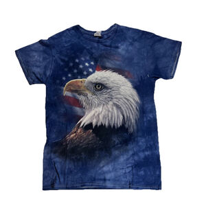 Bald Eagle Graphic Short Sleeve Mens T Small Blue USA America Wildlife